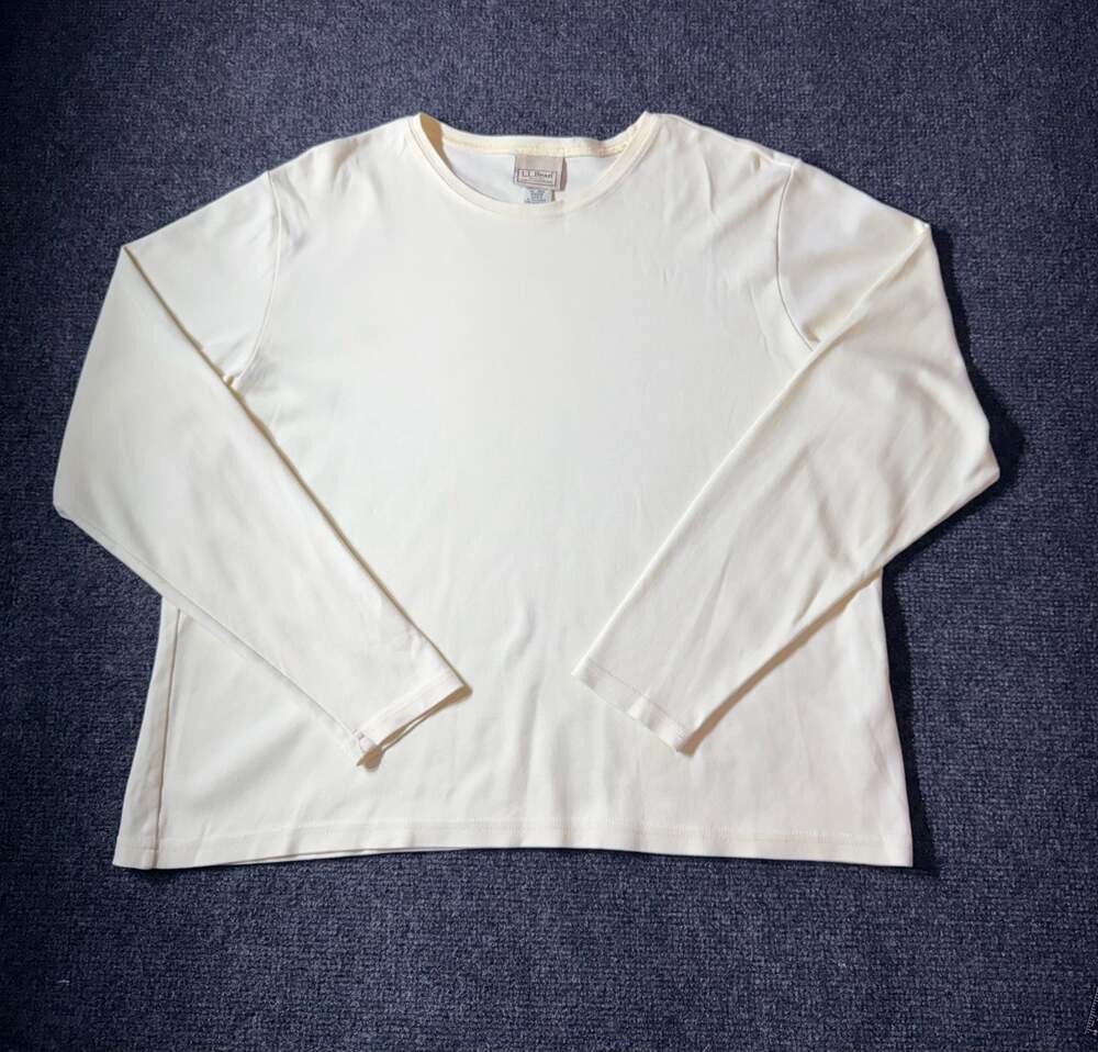 L.L.Bean Women's Long Sleeve Crew Neck T-Shirt Pastel Yellow XL-REG